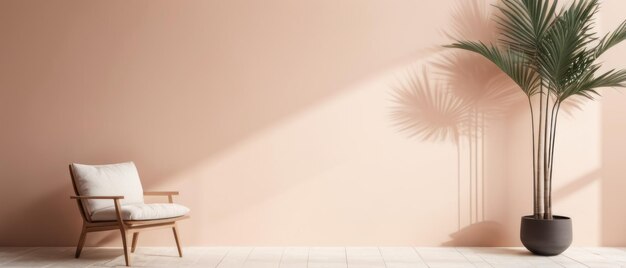 Blurred shadow from palm leaves on the light pink wall Minimal abstract background for product prese