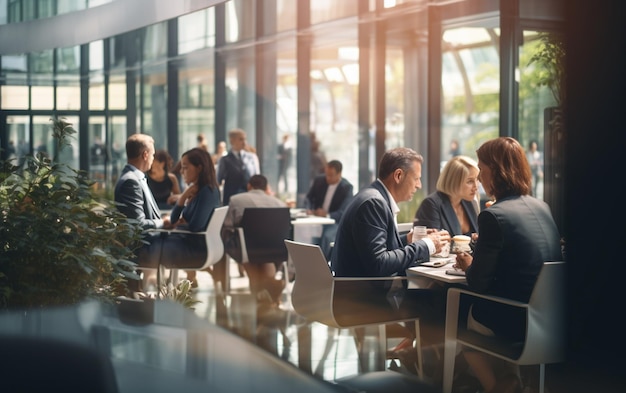 Blurred soft of people meeting at table business people talking in modern office