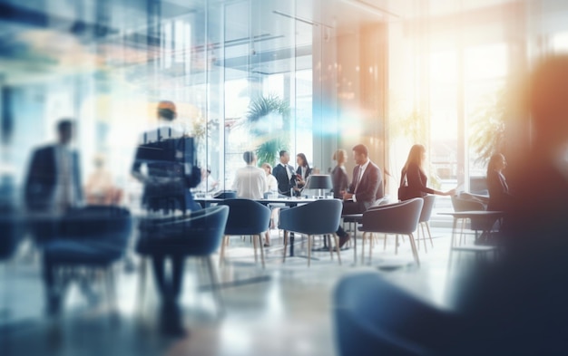 Blurred soft of people meeting at table business people talking in modern office