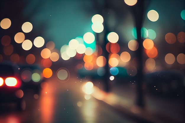 Blurred street lighting background like bokeh Generative AI