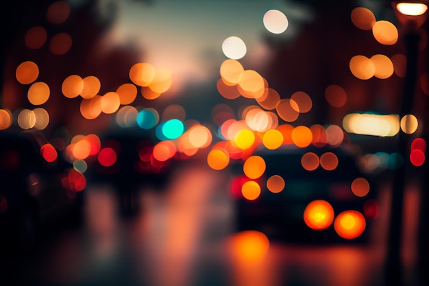 Blurred street lighting background like bokeh Generative AI