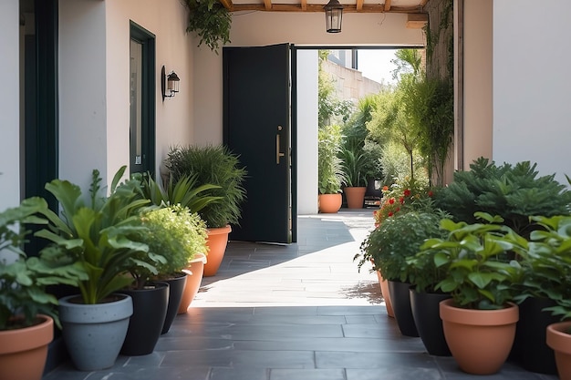 Blurred terrace entrance