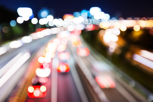 Blurred unfocused highway view at night