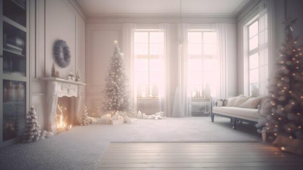 Blurred view of stylish Christmas room interior