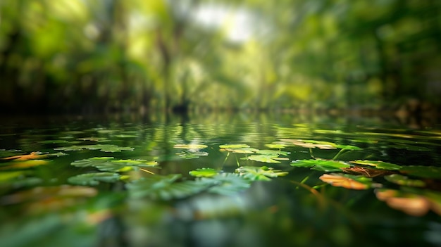 Blurred Water Lily Pond Scene for Relaxation and Serenity