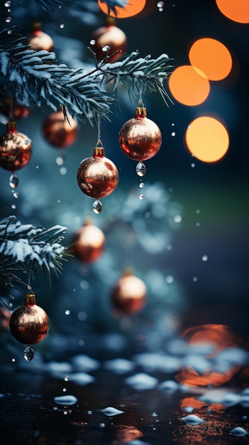 Blurred winter background with Christmas decorations Generative AI