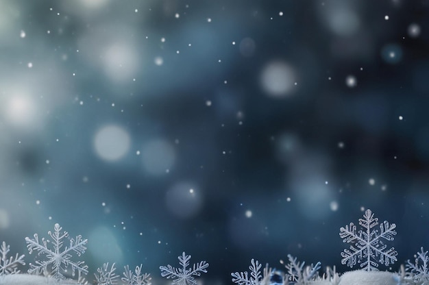 Blurred winter background with snowflakes