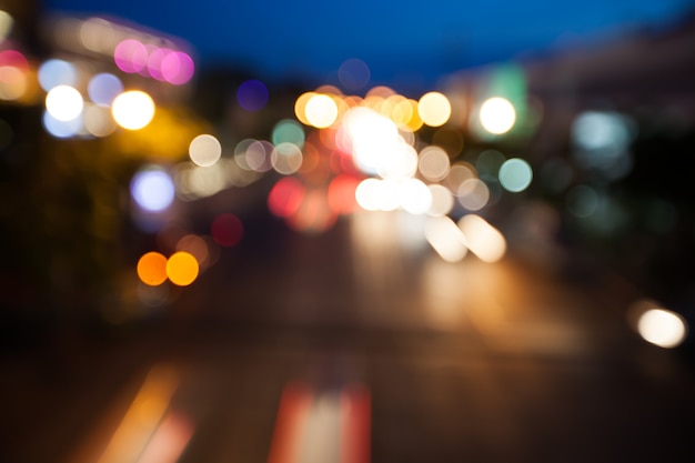 blurry background bokeh of traffic with night light