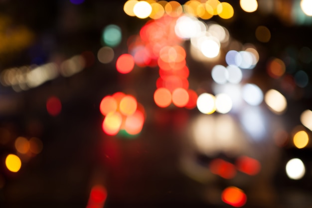 blurry background bokeh of traffic with night light