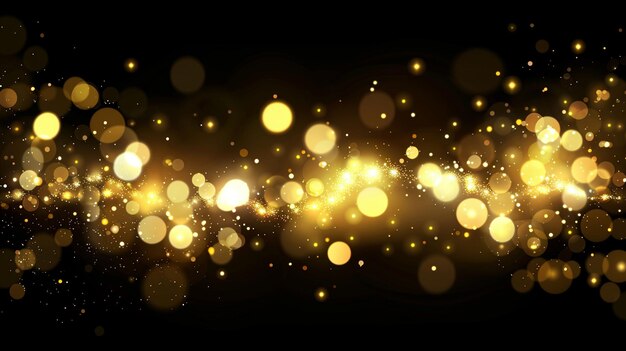 a blurry background of lights and a black background with a gold effect