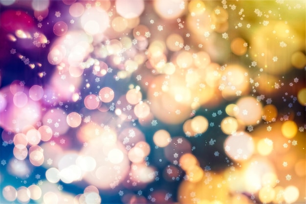 Blurry Christmas lights festive background. Christmas and New Year feast bokeh background with copyspace.