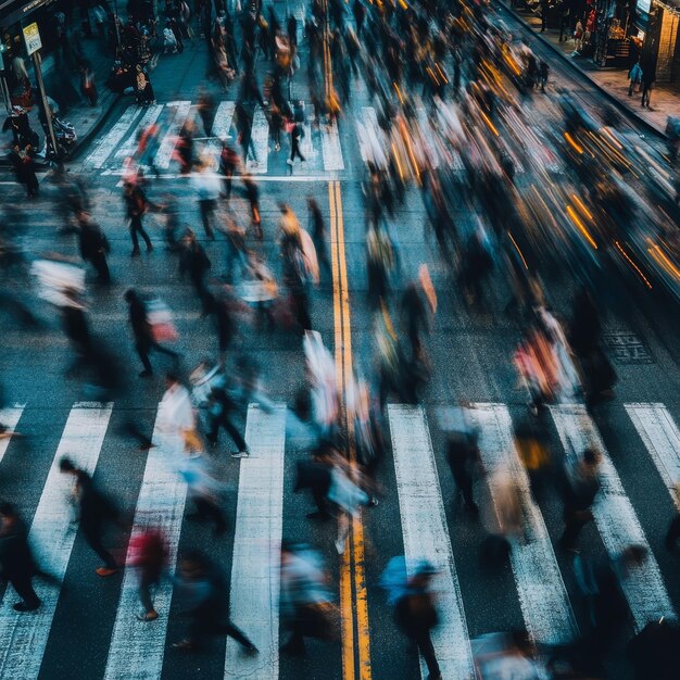 Photo a blurry picture of a busy street with people crossing it