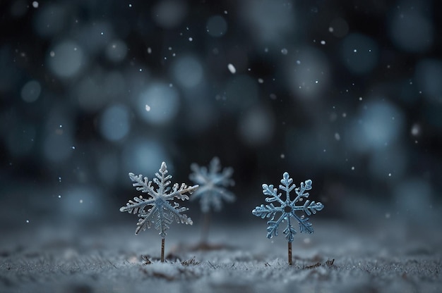 Photo blurry snowflakes in winter background