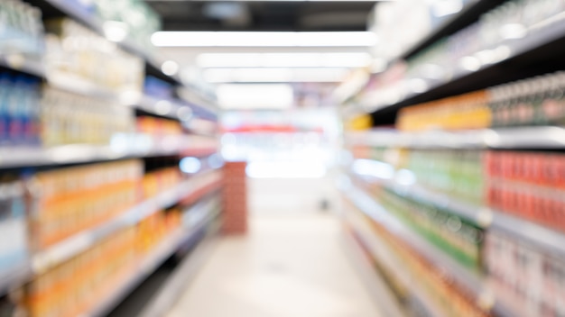 Blurry supermarket aisle and shelves