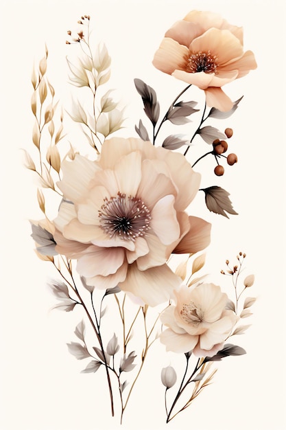 Blush Brown Flower in White Background