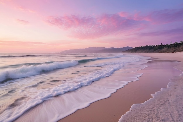 Photo blush pink and lavender sunset beach