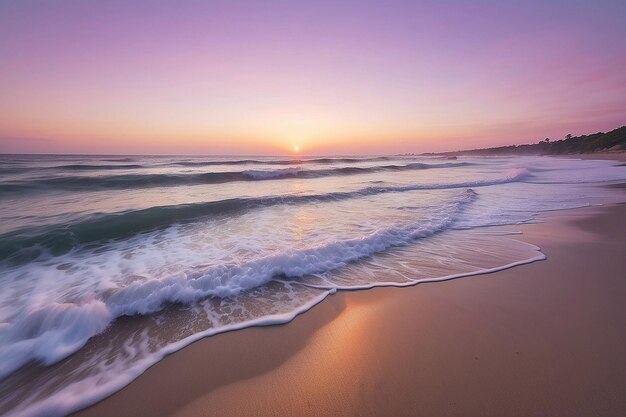 Photo blush pink and lavender sunset beach