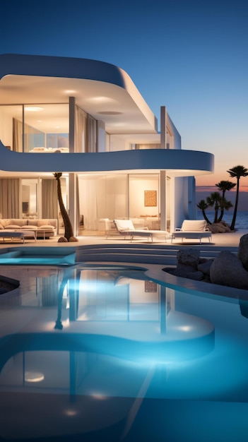 BModern luxury villa with pool and amazing sea view