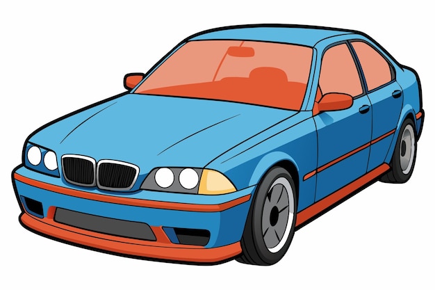 BMW 3 Series Car Vector Illustration White Background Cartoons Clipart Line Art Design BMW 3 Car