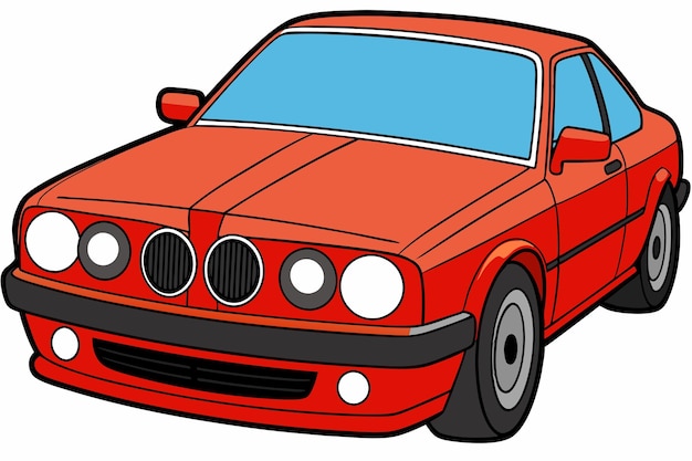 Photo bmw 3 series car vector illustration white background cartoons clipart line art design bmw 3 car