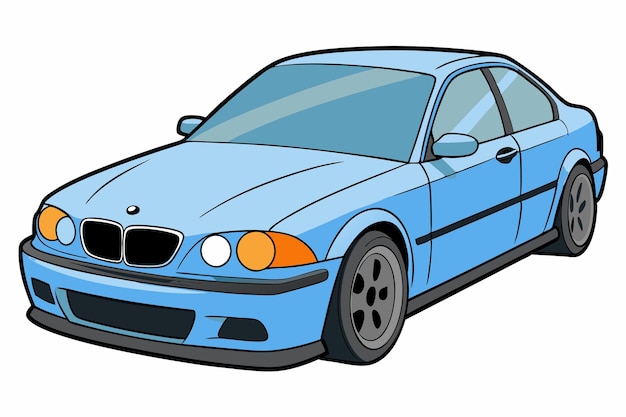 BMW 3 Series Car Vector Illustration White Background Cartoons Clipart Line Art Design BMW 3 Car