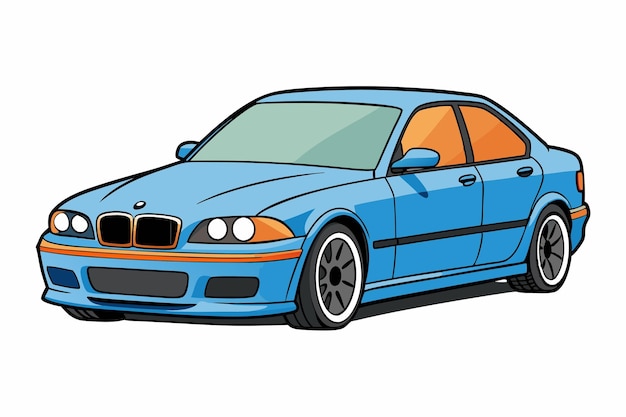 BMW 3 Series Car Vector Illustration White Background Cartoons Clipart Line Art Design BMW 3 Car