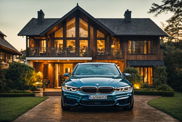 BMW in front of house