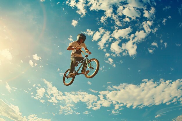 Photo a bmx rider executing daring tricks