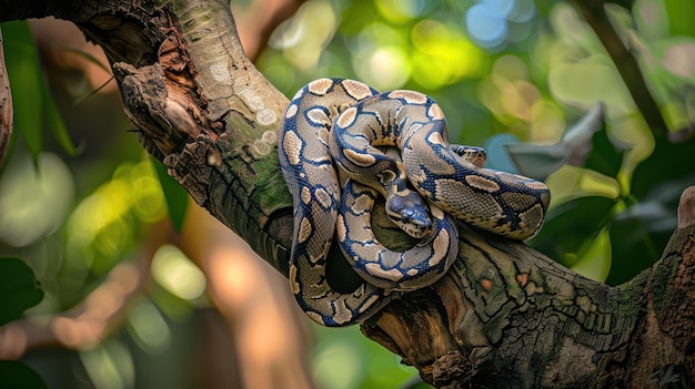 Photo boa constrictor coiled in tree