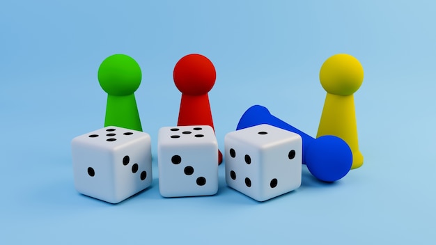 Board game figure with dice.