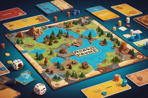 Photo board game illustration mockup