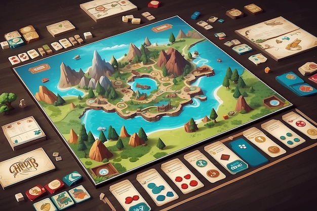 Photo board game illustration mockup