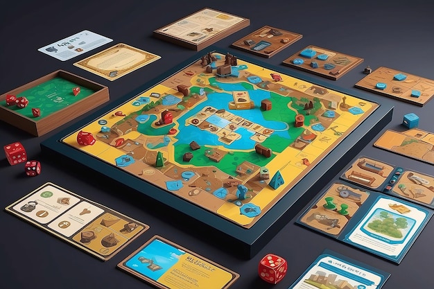 Photo board game illustration mockup