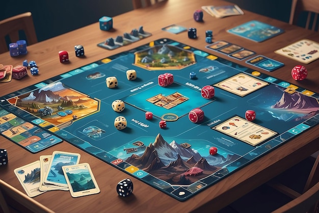 Photo board game illustration mockup