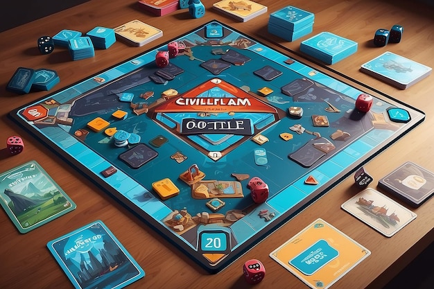 Photo board game illustration mockup