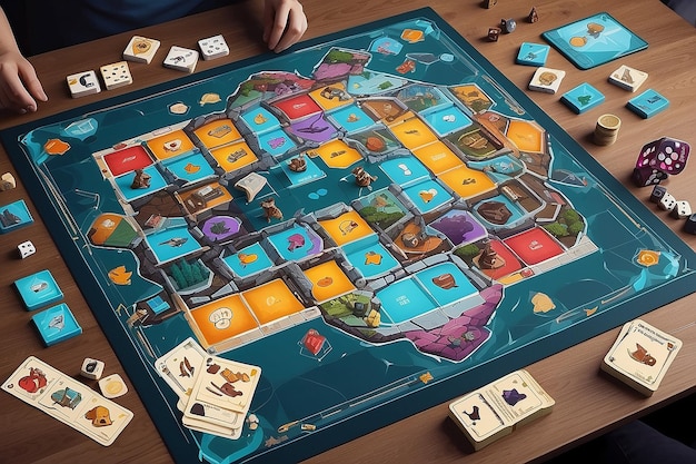 Photo board game illustration mockup