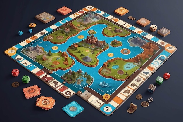 Photo board game illustration mockup