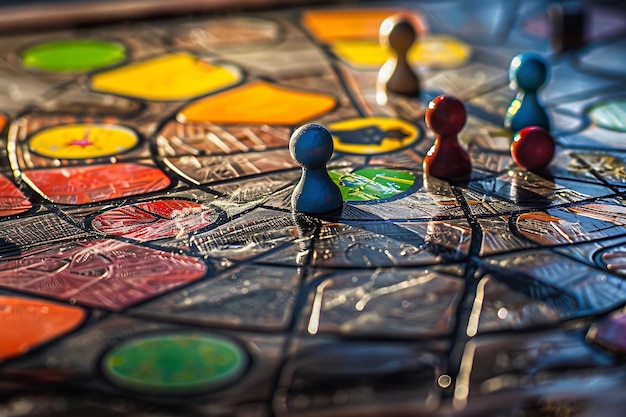 A board game is on a table with a game called the board game