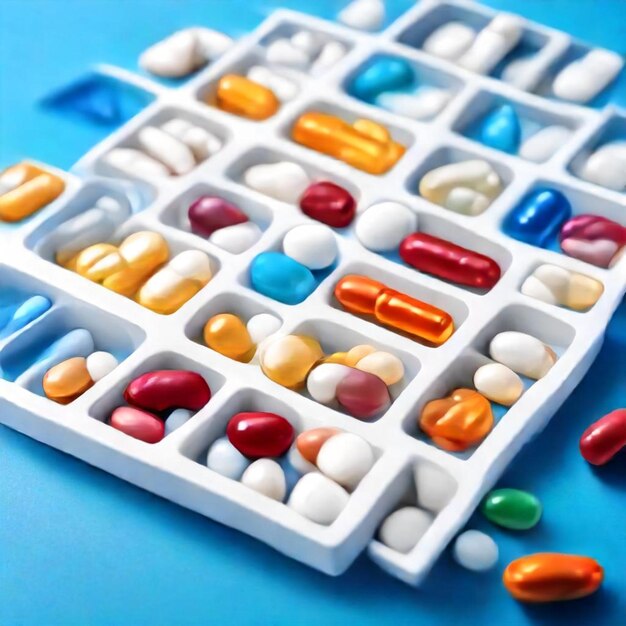 Photo a board of pills that has different colors on it