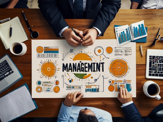 Photo a board with a man sitting at a table with a sign that says businesspeople