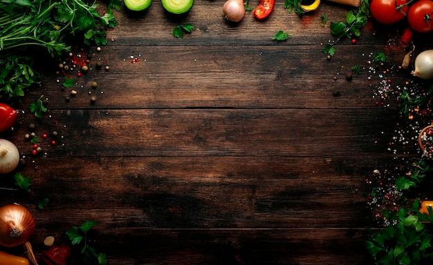 a board with vegetables and fruits on it