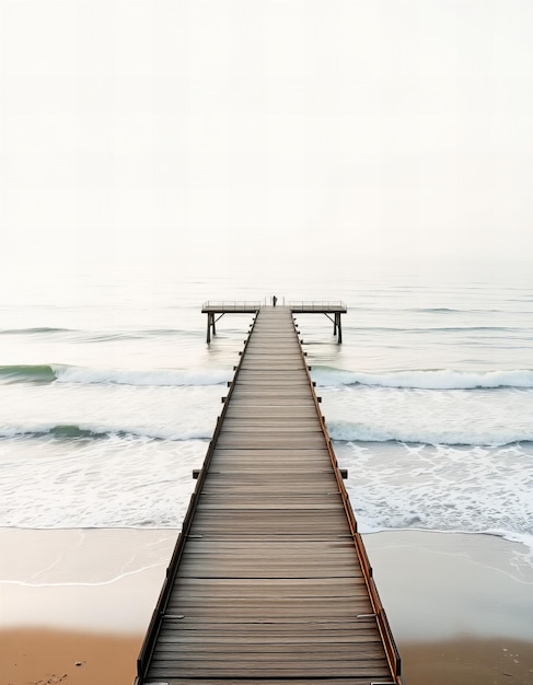 Photo a boardwalk is shown in the water and the pier is made of wood