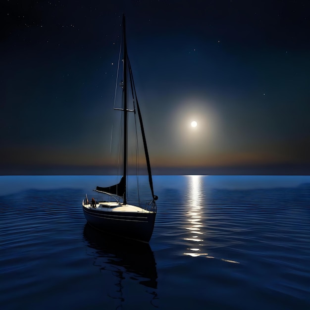 Photo boat anchored in the sea under a dark sky