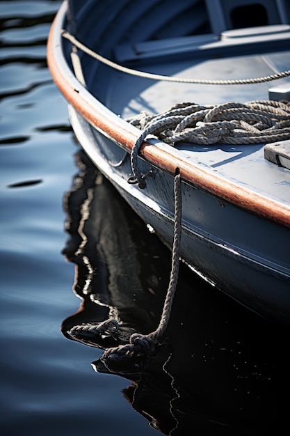 Photo boat anchored at sea tranquil ocean scene