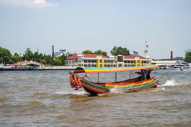 Boat on a Bangkok River. river in Bangkok