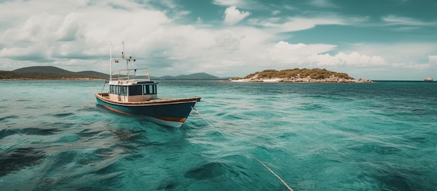 Boat at beach Natural landscape for summer vacation AI Generated Image