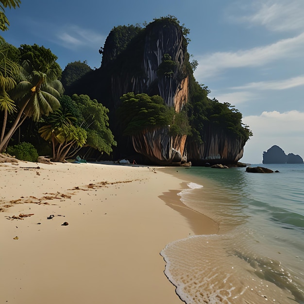 Photo a boat on the beach with palm trees in the background