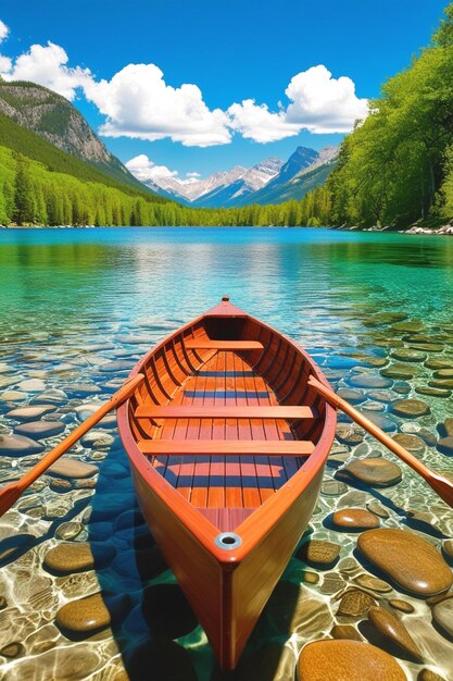 Photo boat in the beautiful lake