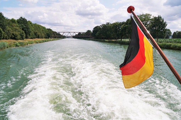 Boat cruise on Mittellandkanal midland canal in Germany