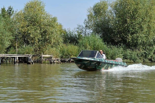 Boat at the delta of the Danube Vilkovo Odessa region Ukraine